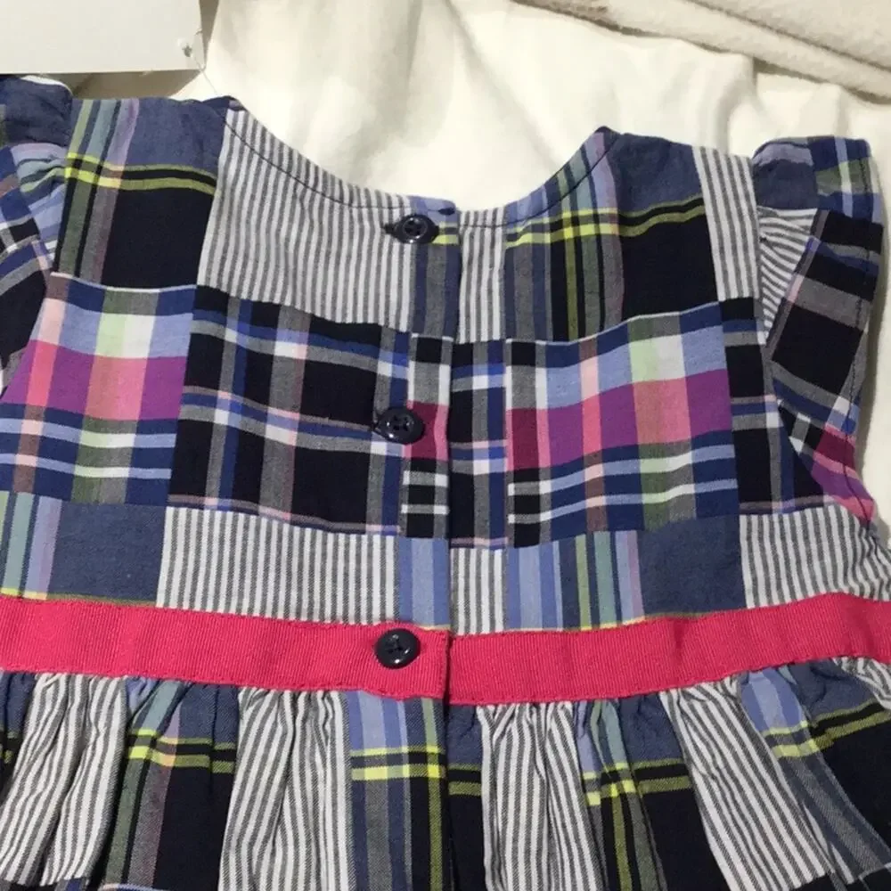 Gymboree madras plaid ruffled sleeve 2T dress NWT